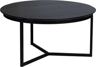 Wanderlust Deco Mesa De Centro, Tablero De Mango Negro Y Patas De Hierro 80x80x40h Cm