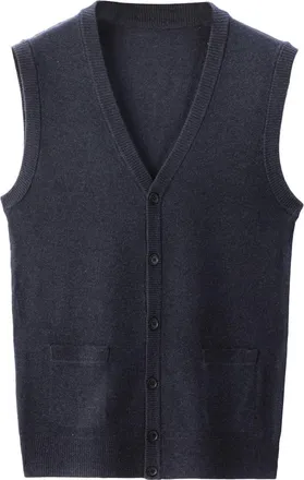 Generic Rrongwn Mens V-Neck Sleeveless Cardigan with Button Placket Winter Sweater Vest Slim Fit Knitted Pullover Thick Gilet Casual Vest Cable Knit Wool Blen