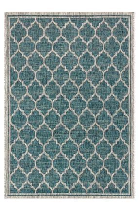 Jonathan Y Designs Trebol Moroccan Trellis Textured Weave Indoor/Outdoor Area Rug in Teal/gray at Nordstrom, Size 3Ft 0In X 5Ft 0In