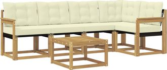 vidaXL Conjunto De Sof&aacute;s De Exterior 6 Uds. Blanco Y Crema Vidaxl