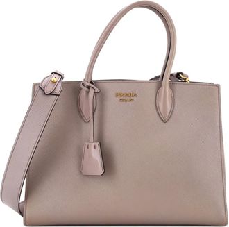 Prada Side Pleat Saffiano Leather Large tote bag - Grigio