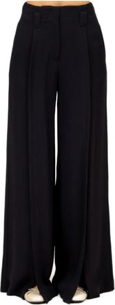 Semicouture Wide Broeken - Dames - Wijde Broeken - Blauw - M - Polyester - Broeken