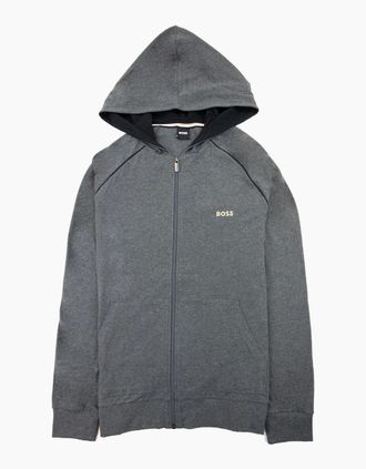 HUGO BOSS Mens Hugo Boss Mix & Match Logo Zip Up Jacket Dark Grey 010 - Size: Regular/36
