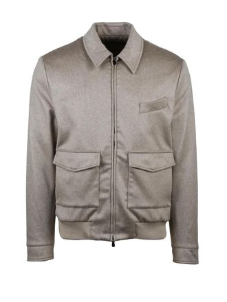 LUIGI BORRELLI NAPOLI Beige Cashmere Aviator Jacket