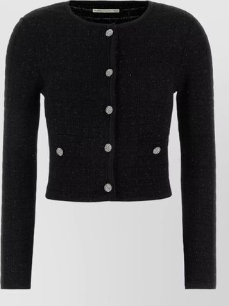 Alessandra Rich boucle cropped cardigan decorative buttons long sleeves