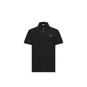 Moncler Moncler Logo Patch Cotton Piquet Polo Shirt, Men, Black, Size: Xxl