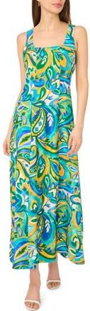 Halogen Seamed Printed Maxi Dress in Jolly Green at Nordstrom Rack, Size X-Large