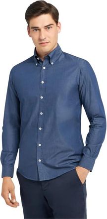 Brooks Brothers Slim Fit Denim Twill Button Down Overhemd - Heren - Casual Overhemden - Blauw - S - Denim - Overhemden