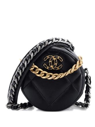Chanel 19 Round with Chain Quilted Leather clutch bag - Black