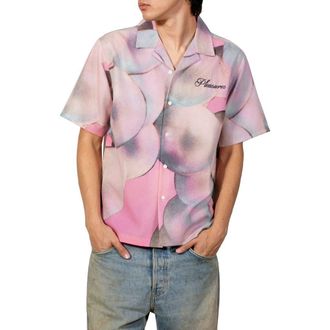 Pleasures x Richard Bernstein Pearl Print Camp Shirt in Pink at Nordstrom, Size X-Large