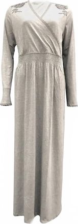 Velvette Womens Pima Smocked Nightgown In Grey Heather