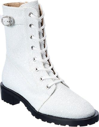 Stuart Weitzman Crystal Buckle Lace-Up Bootie