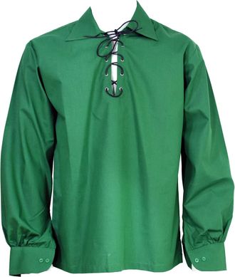 Shyne Kilts U.K Scottish Dark Green Jacobite Ghillie Kilt Shirt Leather Cord XXL (XX-Large)