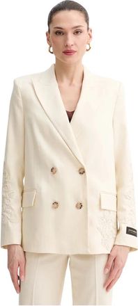 Ermanno Scervino Firenze Double-Breasted Jacket - Dames - Blazers - Beige - L - Polyester - Jassen
