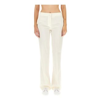 Fabiana Filippi Straight Trousers, female, White, Size: M Structured Wool Flare Trousers