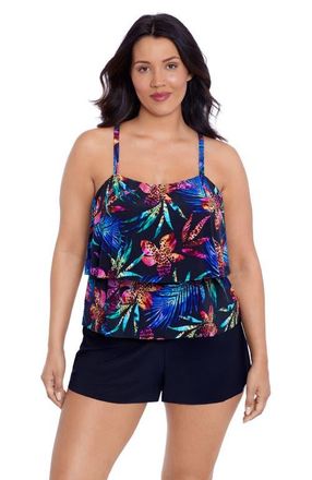 Trimshaper Roxy Swim Romper in Leopard Lily at Nordstrom, Size 10