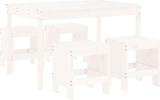 vidaXL Juego De Comedor De Jard&iacute;n 5 Piezas Madera Maciza Pino Blanco Vidaxl