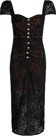 Self Portrait Sweetheart-neck Belted Lace Midi Dress - Black - 16 (UK16 / XL)