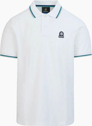 Sandbanks Mens Sandbanks Tipped Badge Pique Polo S1-26 White - Size: 48