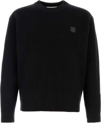 Maison Kitsun&eacute; Black wool sweater