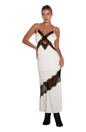 Belle & Bloom Heavenly Bodies Lace Slip Dress in White/black at Nordstrom, Size X-Small Au