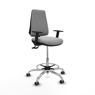 Piqueras y Crespo Taburete Elche As Similpiel Gris Claro Brazos 1d Base Cromada Ruedas 65mm Engomadas