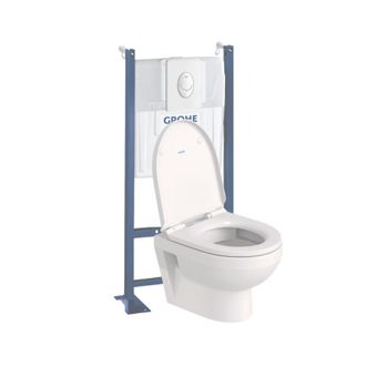 Duravit Pack Inodoro Suspendido Compacto Sin Borde No.1 + Estructura Soporte Grohe Rapid Sl Project + Asiento + Placa Blanca - Duravit