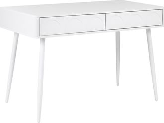Beliani Escritorio Minimalista Para Oficina En Casa Con Cajones De Aglomerado 120 X 60 Cm Blanco Eslane