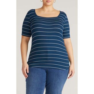 Universal Standard Foundation Short Sleeve Top in Teal Blue at Nordstrom, Size Xxx-Large