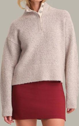 525 america Boxy Snap Front Henley Top In Oat