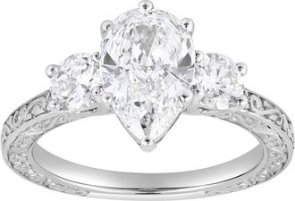 LuvMyJewelry Orlina 14K Gold 2.65 Ct Pear Lab Grown Diamond Engagement Ring in 14K White Gold at Nordstrom, Size 7