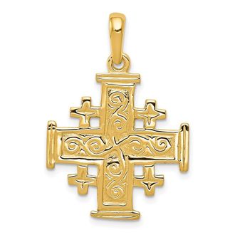 Diamond2Deal 14k Yellow Gold Jerusalem Cross Pendant