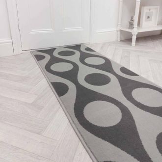 Runrug Hallway Carpet Runner Rug - Soft & Comfy, 9mm - Pop in Grey | Size: 60 cm x 420 cm