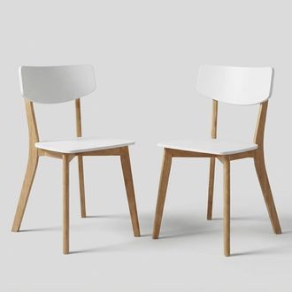 Oresteluchetta Juego De 2 Sillas De Madera Maciza De Roble Con Asiento Mdf Blanco Mate Tokyo