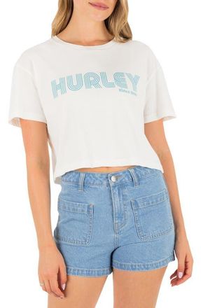 Hurley Rollers Boxy Crop Cotton Graphic T-Shirt in Tofu at Nordstrom, Size X-Small