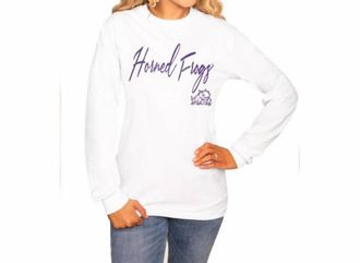 Gameday Couture Win The Day Long Sleeve Crew Tee In White