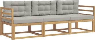 vidaXL Conjunto De Sof&aacute;s De Exterior 3 Uds. Blanco Y Gris Claro Vidaxl