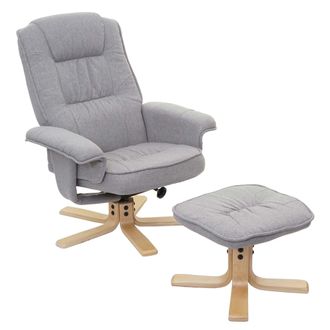 Hhg Hhg - Nunca Usado] M56 Sill&oacute;n Reclinable, Sill&oacute;n Tv Sill&oacute;n Tv Con Taburete, Tela/textil, Certificado Mvg, Gris Claro
