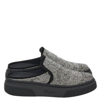Ferragamo Crystal-Embellished Slip-On Sneakers, Size 7