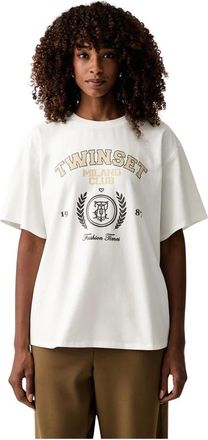 Twinset T-shirt - Dames - Tops - Wit - Maat: XS Katoen