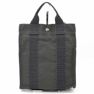 Herm&egrave;s Her Line Black Gray Nylon Canvas Backpack (Pre-Owned)