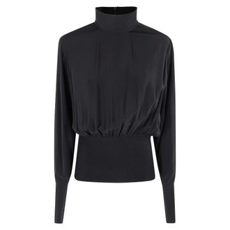 Sportmax Overhemden, Dames, Zwart, S, Leer, Nepeta Blouse