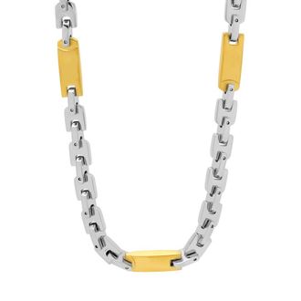 Robert Alton Stainless Steel with Yellow Finish Tag Link Chain