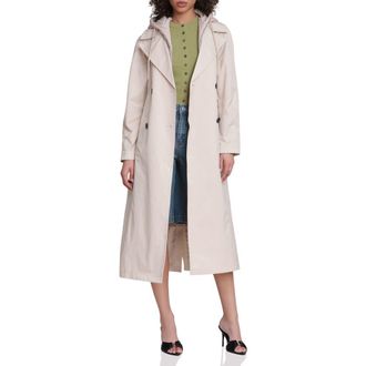 Avec Les Filles Quilted Hoodie Cotton & Nylon Trench Coat in Ivory at Nordstrom, Size X-Small