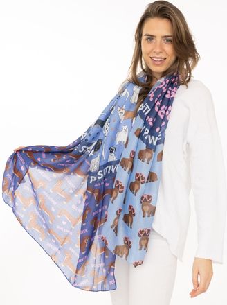 Zwillingsherz Schal ZWILLINGSHERZ Pawsitive, Damen, blau, Web, Obermaterial: 100% Polyester, Modet&uuml;cher Schal, Hundemuster, farbenfroh, transparent