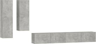 vidaXL Vidaxl - Set De Muebles De Tv 4 Pzas Madera Contrachapada Gris Hormig&oacute;n