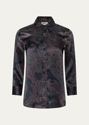 L'agence Dani Paisley Silk 3/4 Sleeve Blouse