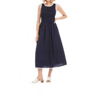 Karen Kane Edge Stitch Midi Dress In Navy
