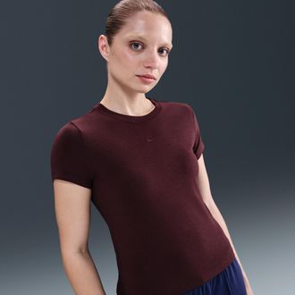 Nike Womens Nike Sportswear Chill Knit T-Shirt in Red | FV5508-652