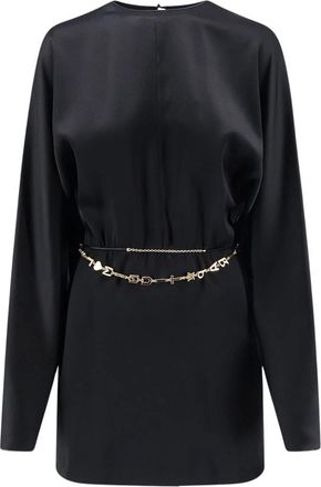 Saint Laurent Jurk met ronde hals - Dames - Korte kleedjes - Zwart - L - Kleedjes